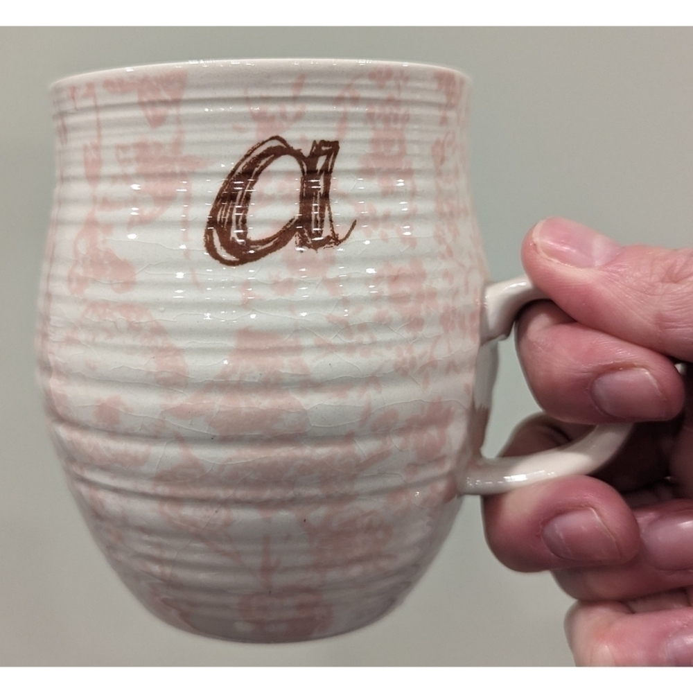 Anthropologie Homegrown Monogram A Pink Ceramic Mug